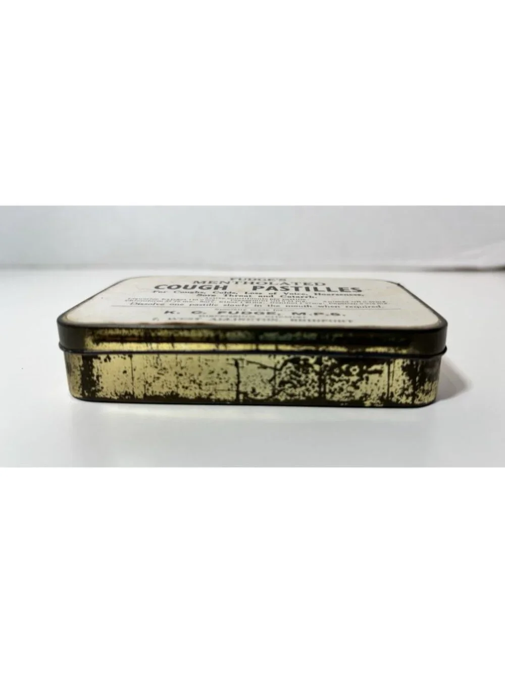 Vintage Fudge's Cough Pastilles Tin Chloroform and Ether on Ingredient List